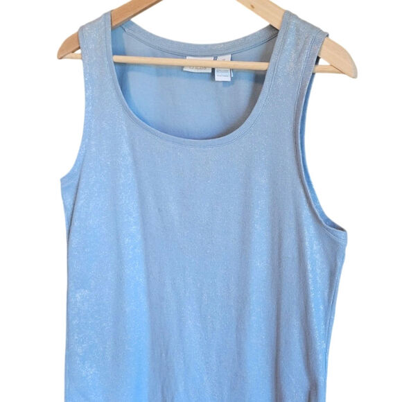 NEW! Chico's Shimmer Tank Top Light Blue Women's Size 3 (XLarge) - Picture 2 of 5